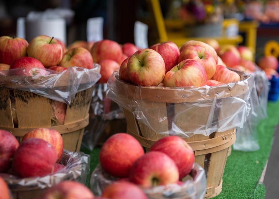 Fresh apples loaded in bins at Joseph's Wayside Market