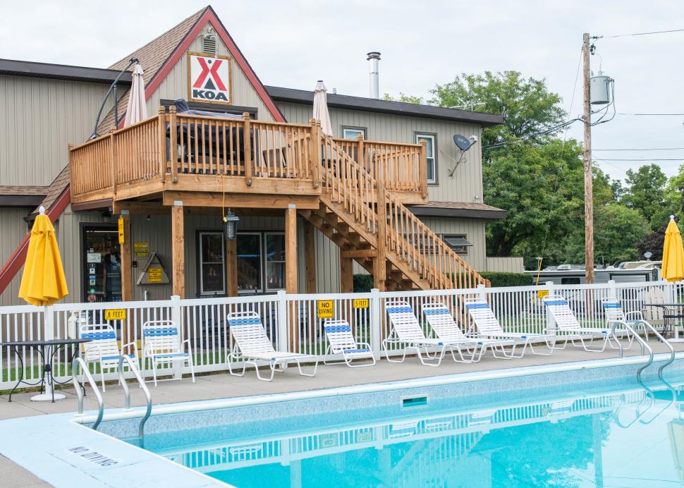 Exterior of  the pool at the KOA Campground in Canandaigua