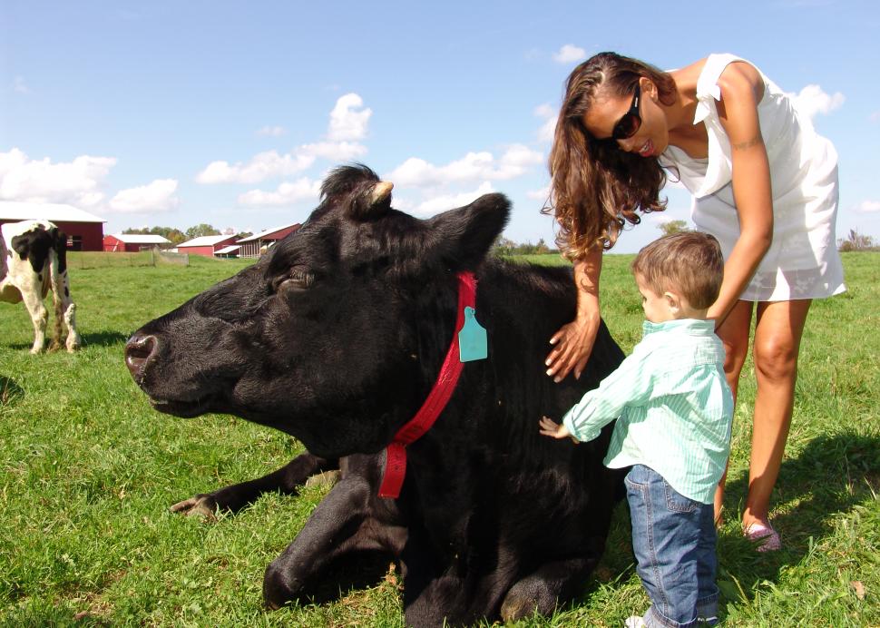 Family with cow