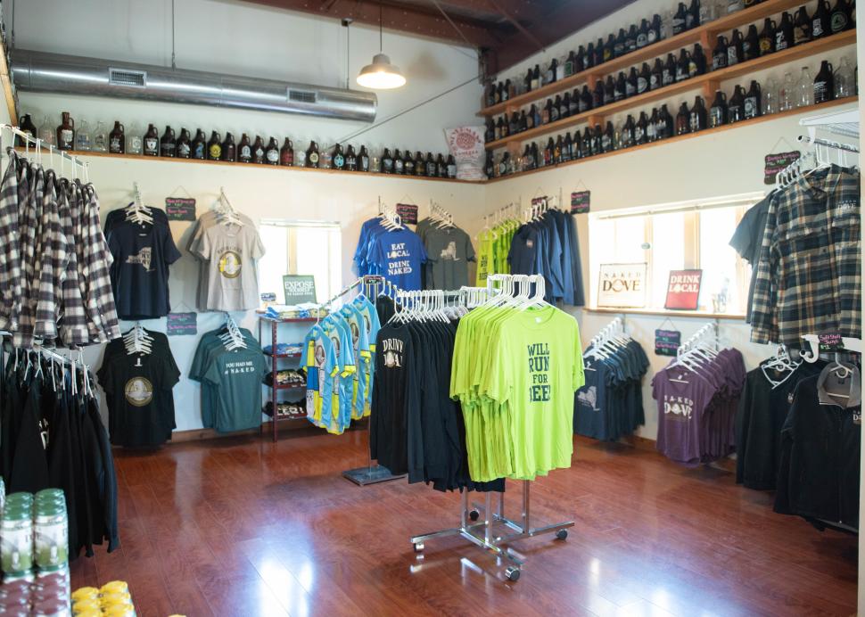 Inside of Naked Dove brewing companies gift shop