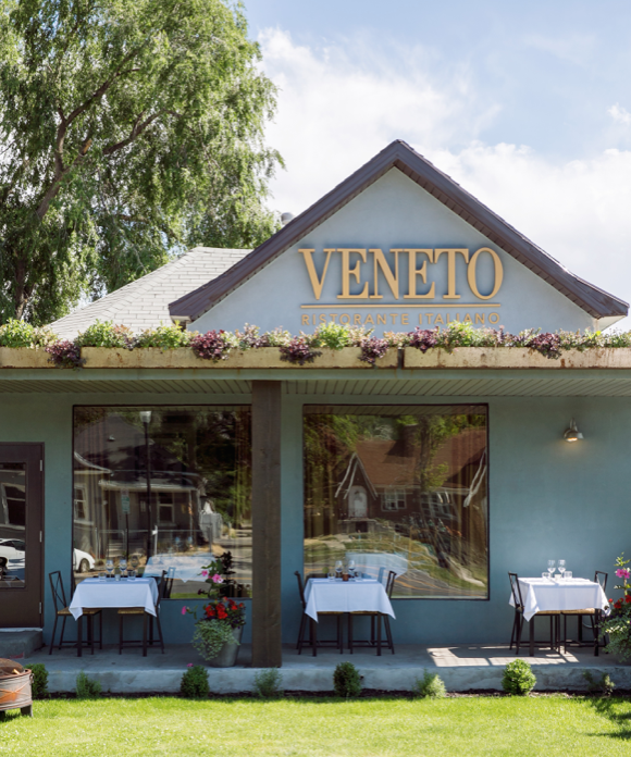 Exterior of Veneto Ristorante in spring