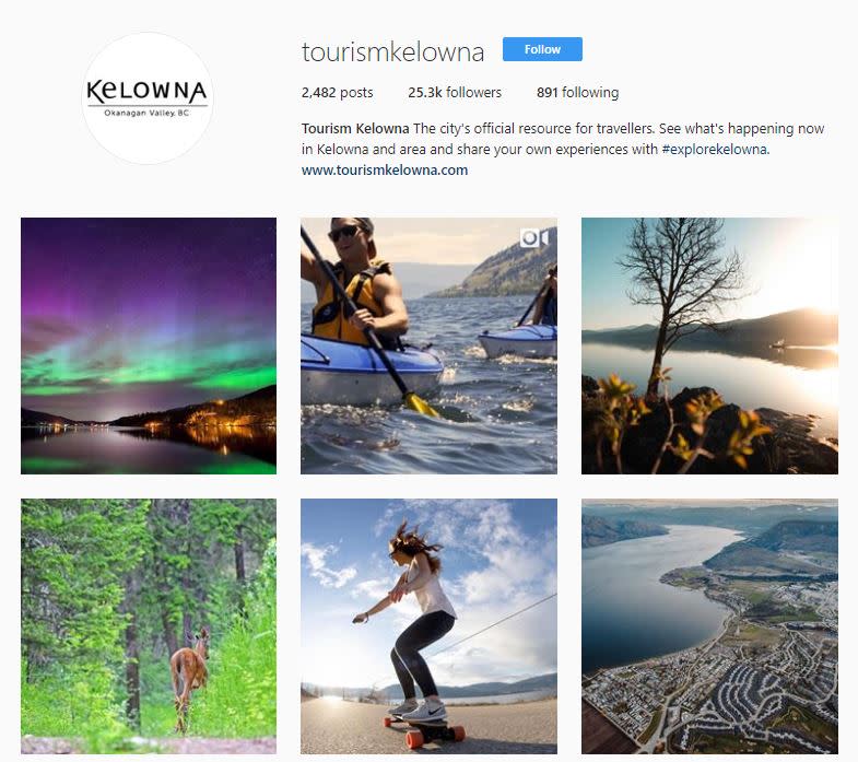 Tourism Kelowna Instagram (April 23, 2018)