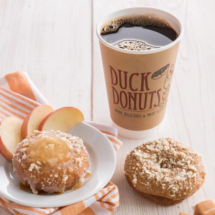 Coffee and donuts at Duck Donuts in Irvine