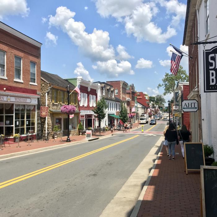 Downtown streetscape of Leesburg Virginia