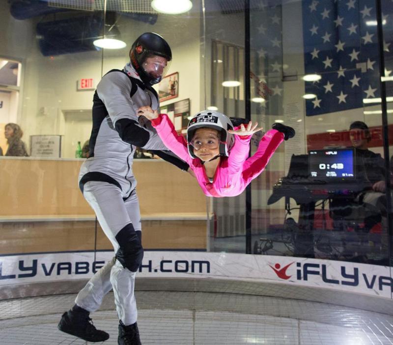 Child and Instructor at iFly Indoor Sky Diving in Virginia Beach