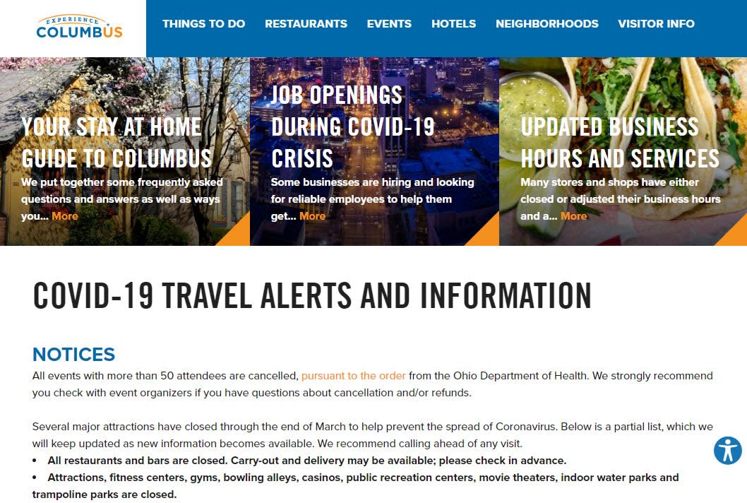 Experience Columbus Landing Page