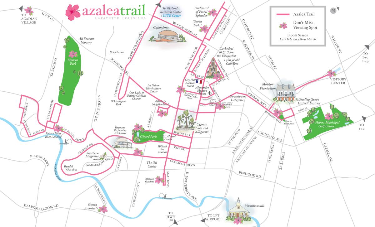 Wild Azalea Trail Map Azalea Trail In Lafayette, Louisiana | Details & Map