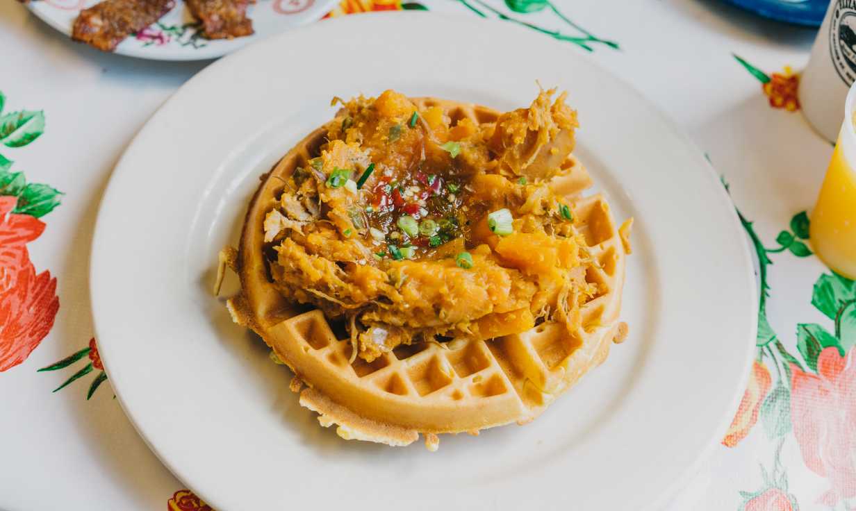 Elizabeth's Restaurant- Bywater- Duck hash with cornbread waffle