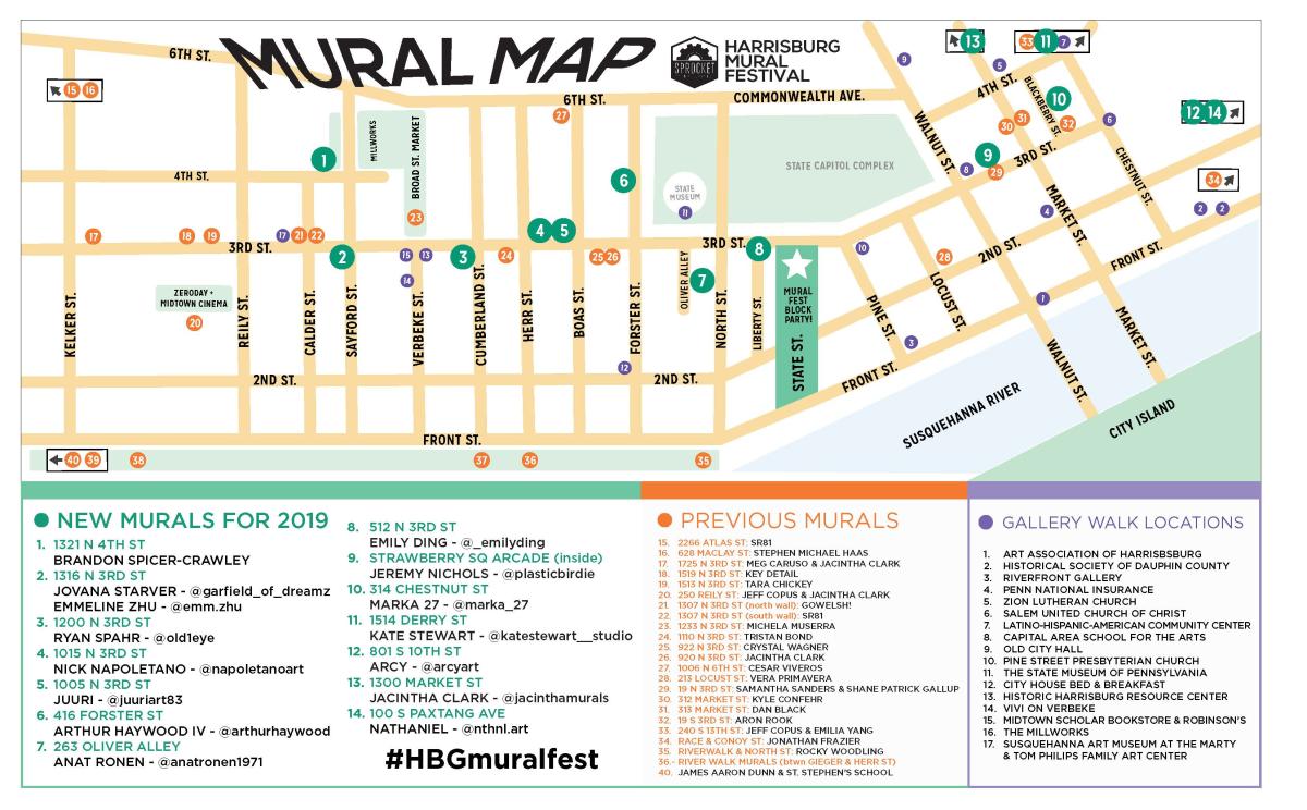 Harrisburg Mural Trail Map