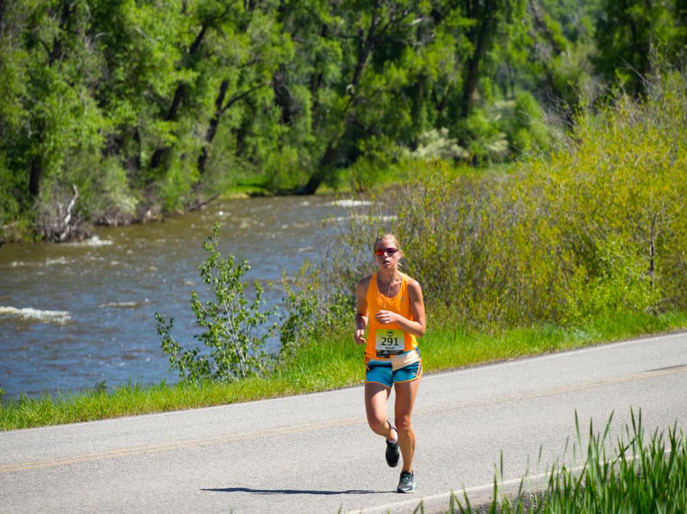 Running along the Elk River in the Steamboat Half Marathon.