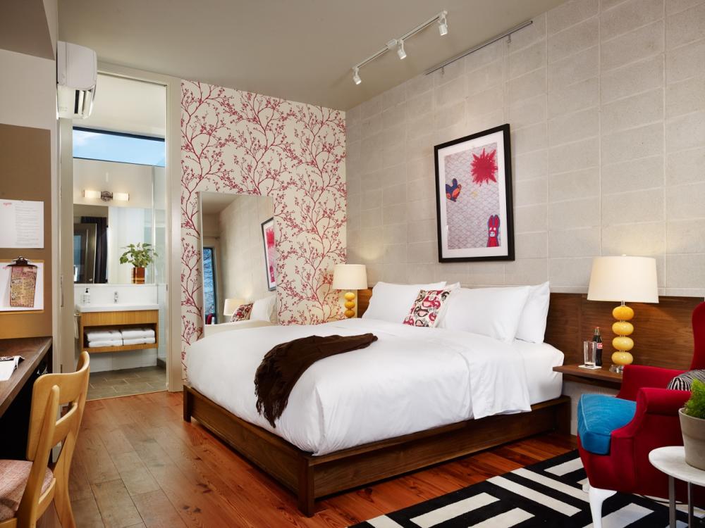 Guest room at Heywood Hotel boutique hotel in Austin Texas