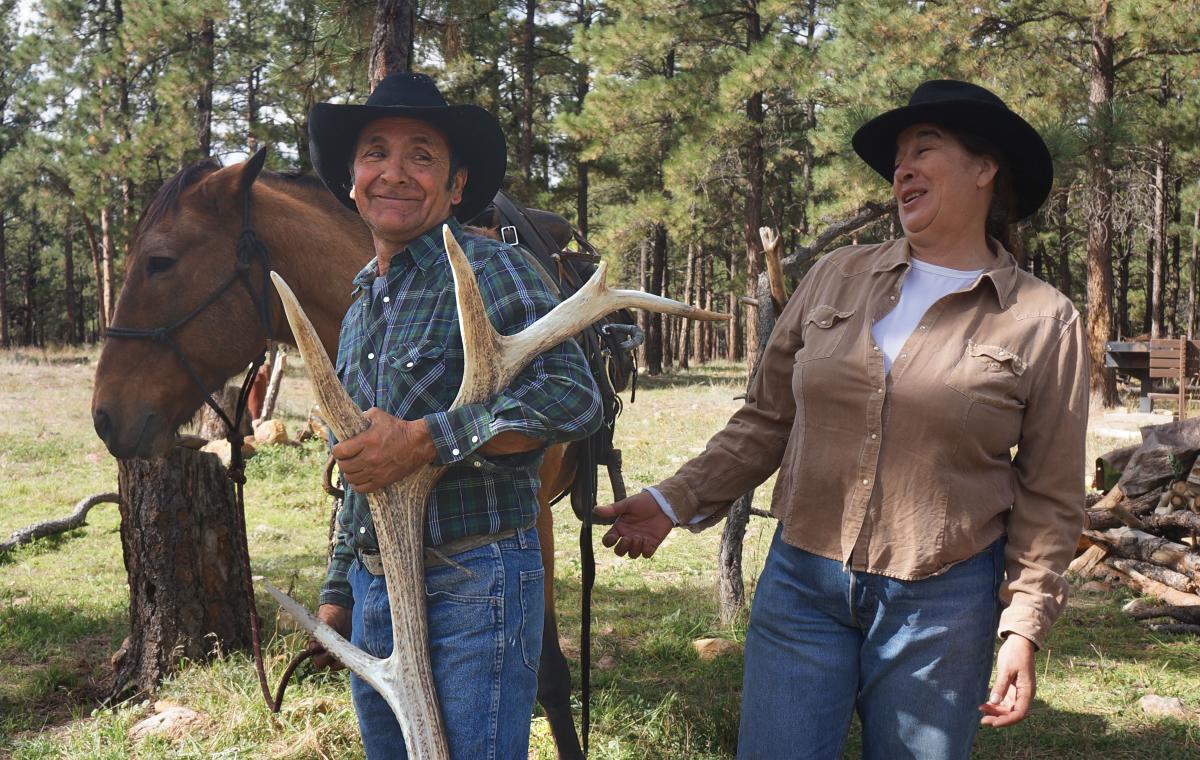 Jesse Martinez shows his skill at finding shed antlers.