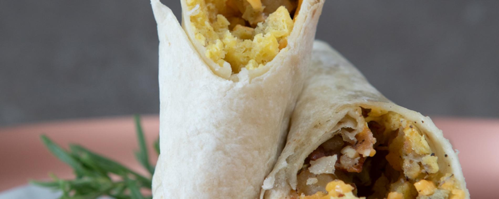Breakfast Egg, Bacon, Potato Burrito Cocoa Dolce