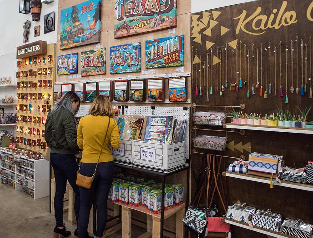 shoppers at Blue Genie Art Bazaar in austin texas