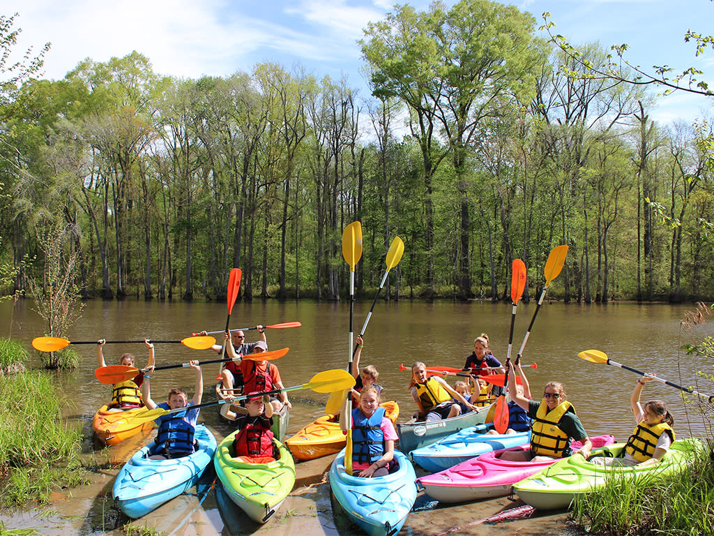 Howell Woods kayak trip during summer camp, a weeklong program.