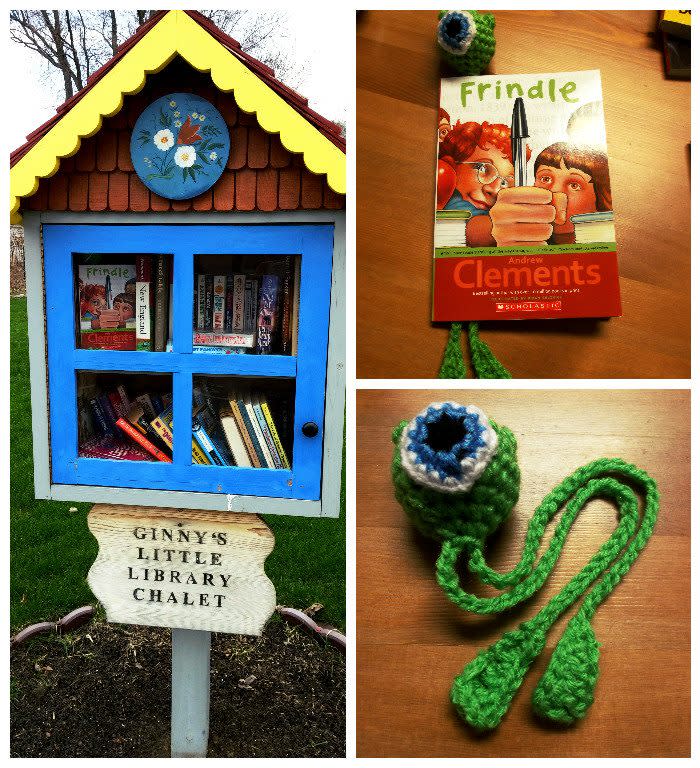 Finders Keepers - Crocheted bookmarks in little free libraries! 
