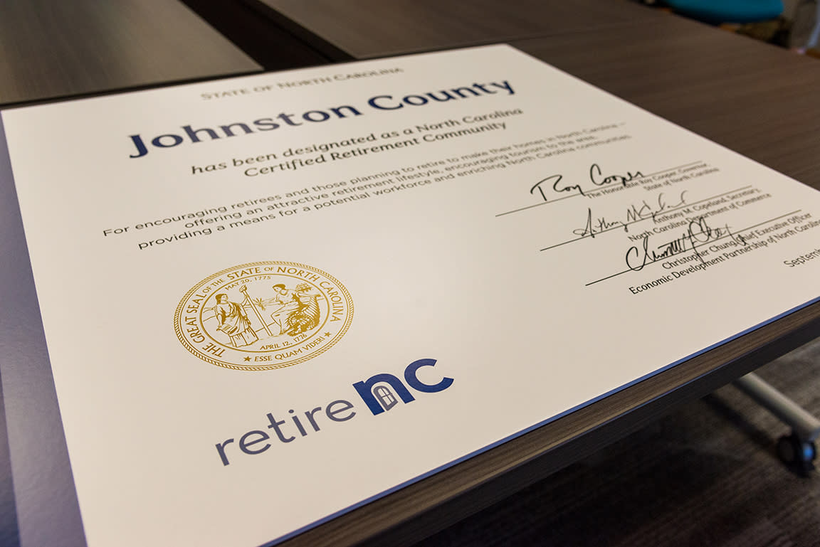 Retire NC Certificate presented to JCVB staff.