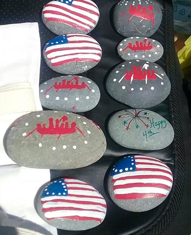 Patriotic painted rocks