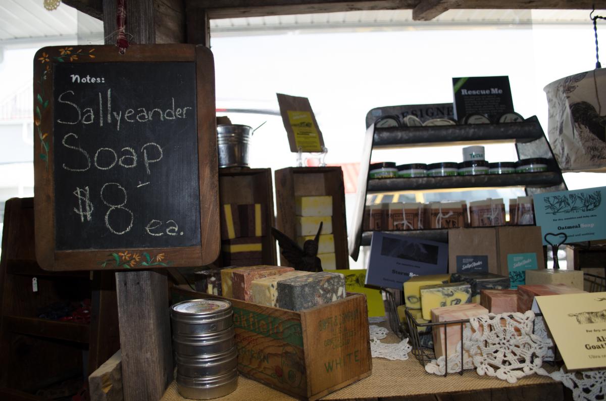 Homemade items appear among the vintage goods at Barn Fresh