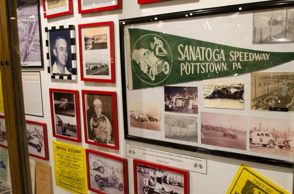 A tribute to the Sanatoga Speedway is one of many refurbished displays at the museum.