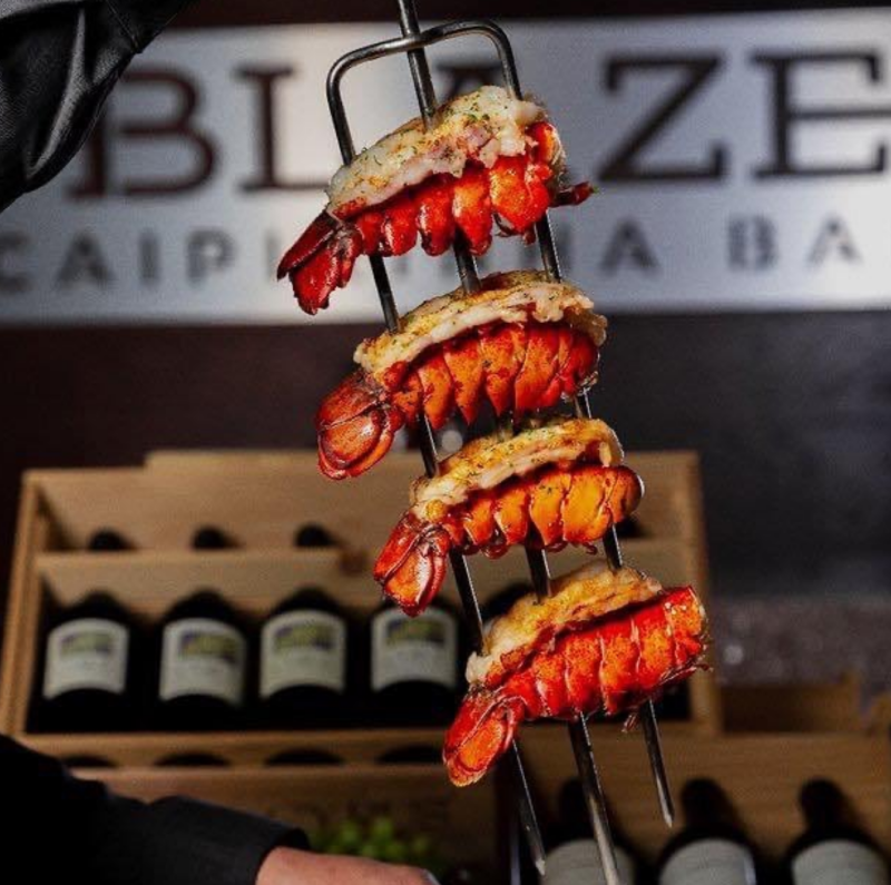 Lobster Tail Kebabs From Blaze Brazilian Steakhouse In Irving, TX