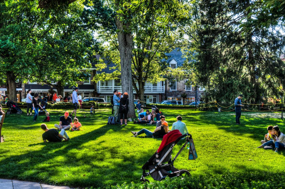 Families in Palmer Square for the Fall Festival