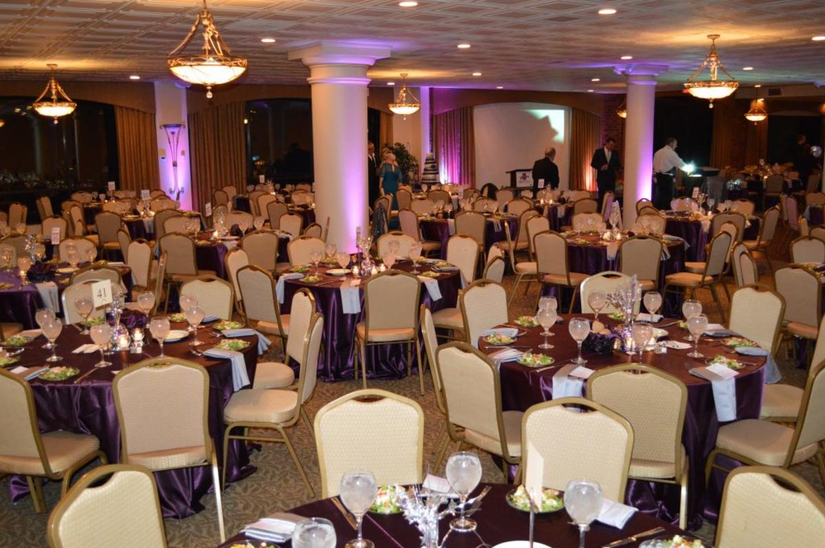 Elegant banquet tables setup at Harbour View