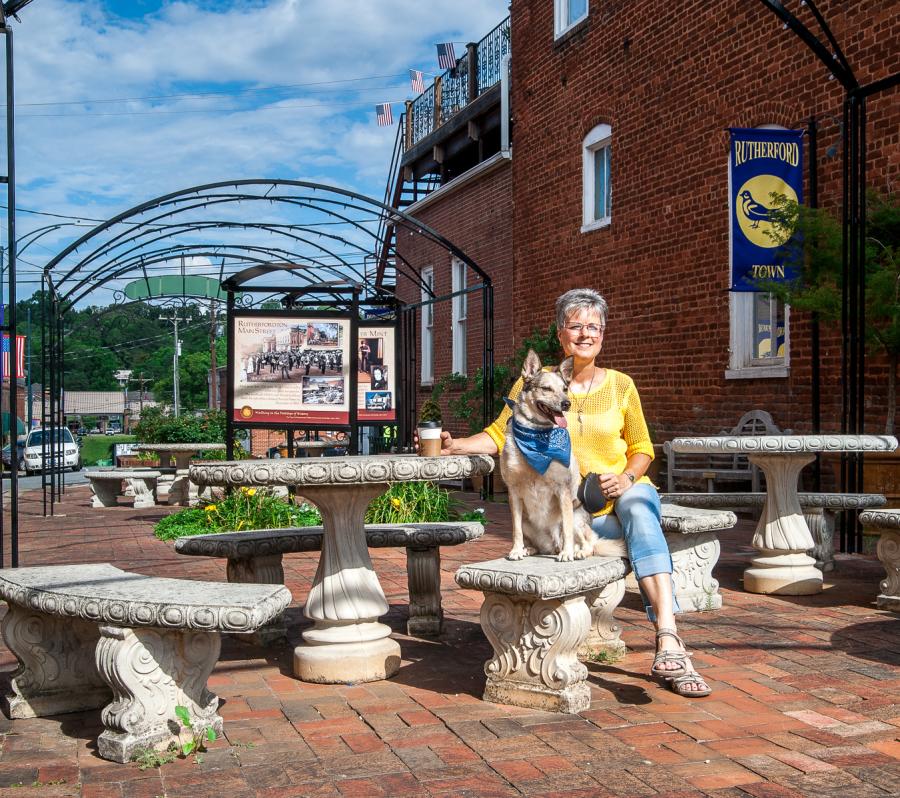 Dog in Main Street Park, downtown Rutherfordton