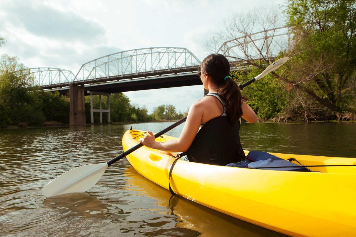 Woman Kayaking on Lake Bastrop