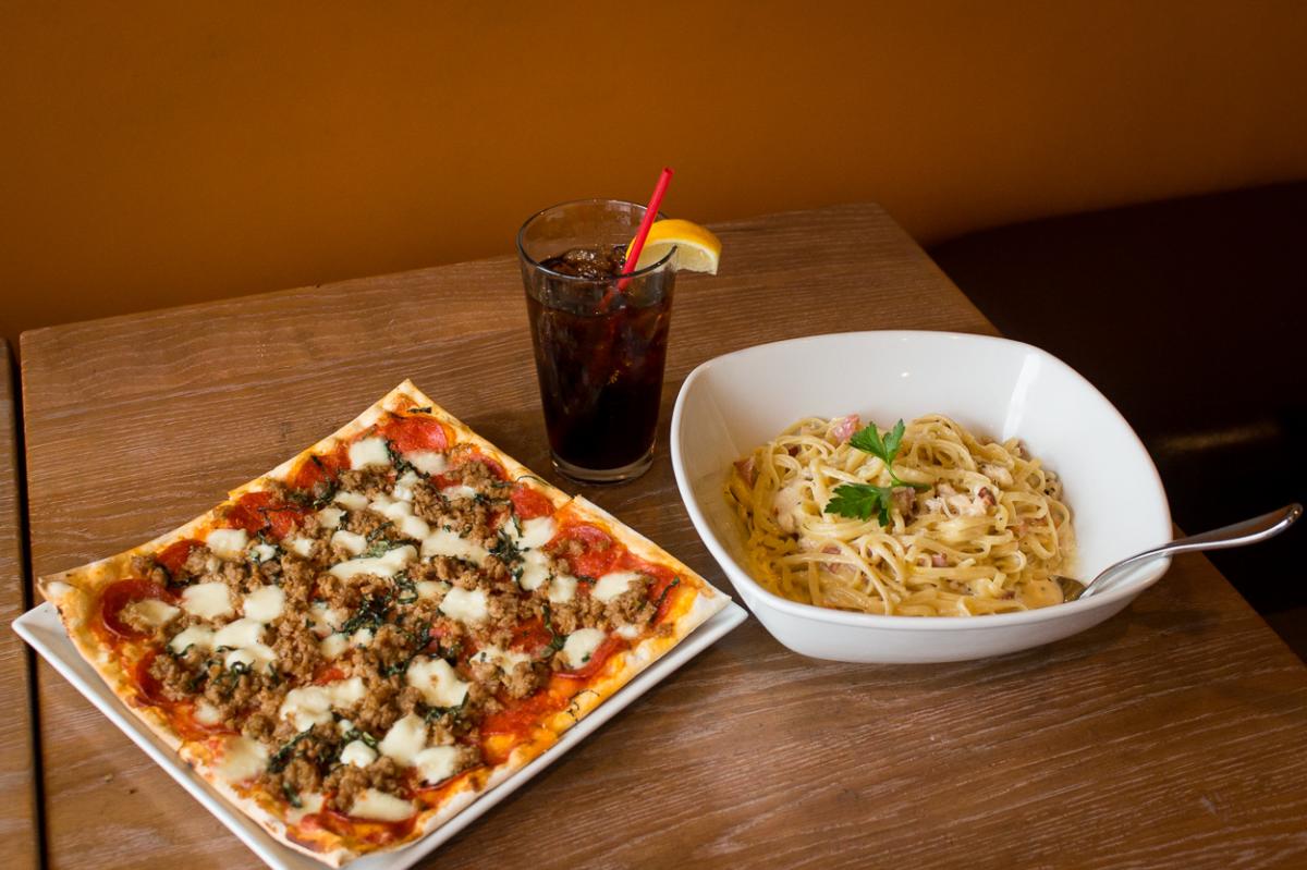 Dishes at Square One Pizza Cafe in Irvine