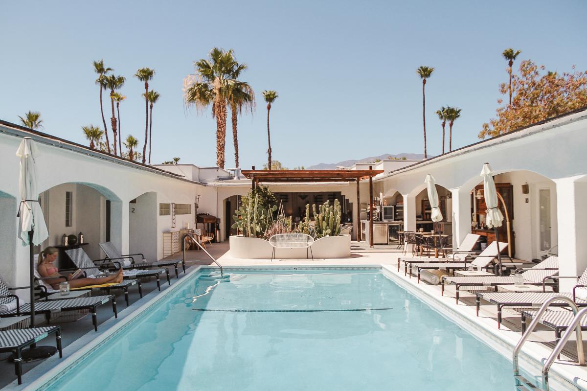 Hotel pool at the Westcott in Palm Springs, California