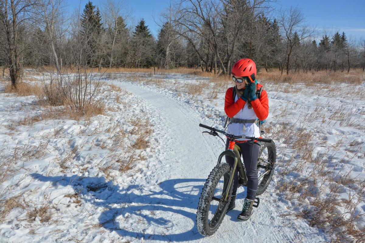 Fat biking through Meewasin Valley Trails in Saskatoon, SK