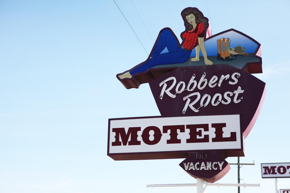 Robbers Roost Motel Sign in Green River, Utah