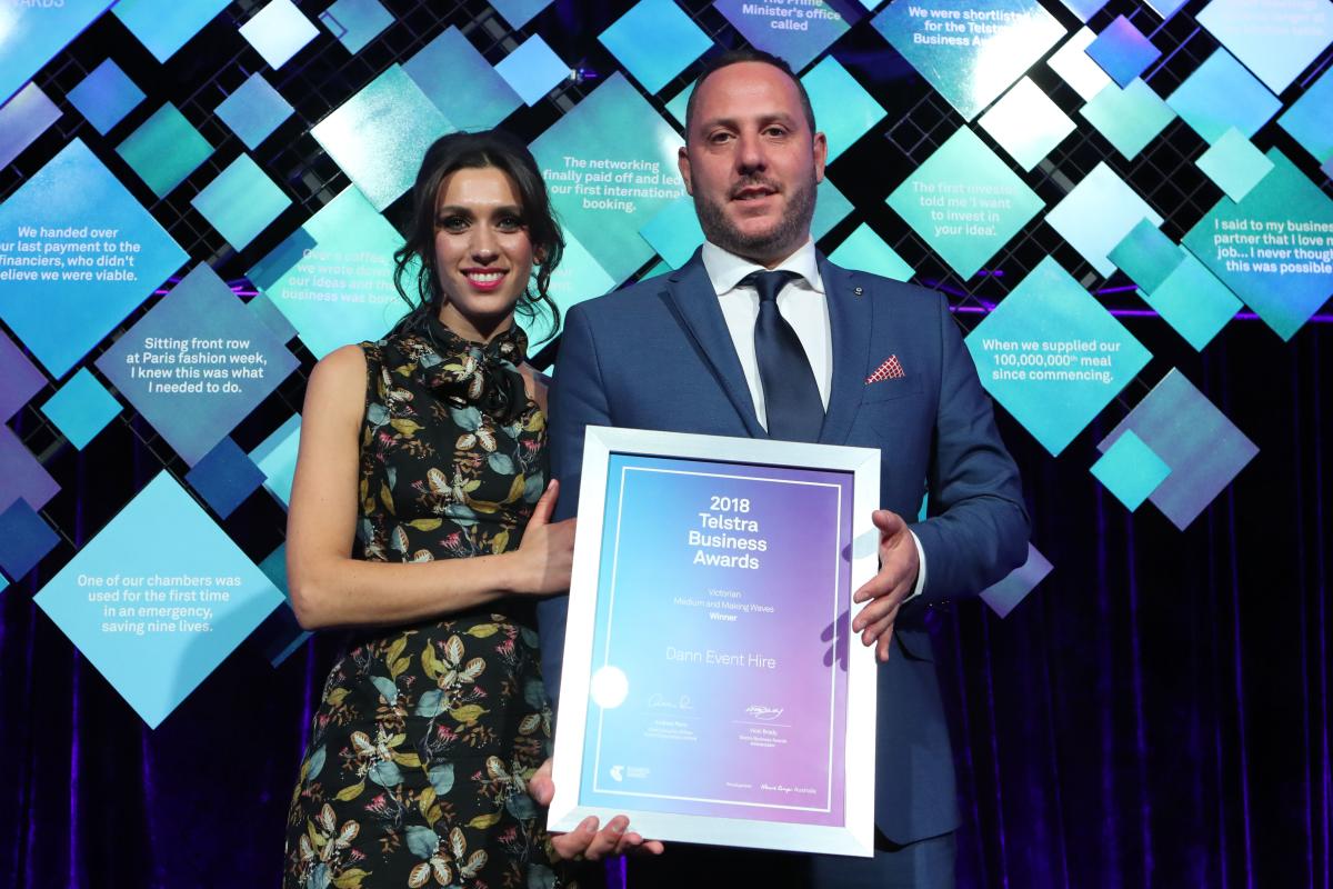 Dann Event Hire was named the Telstra Victorian Business of the Year 2018