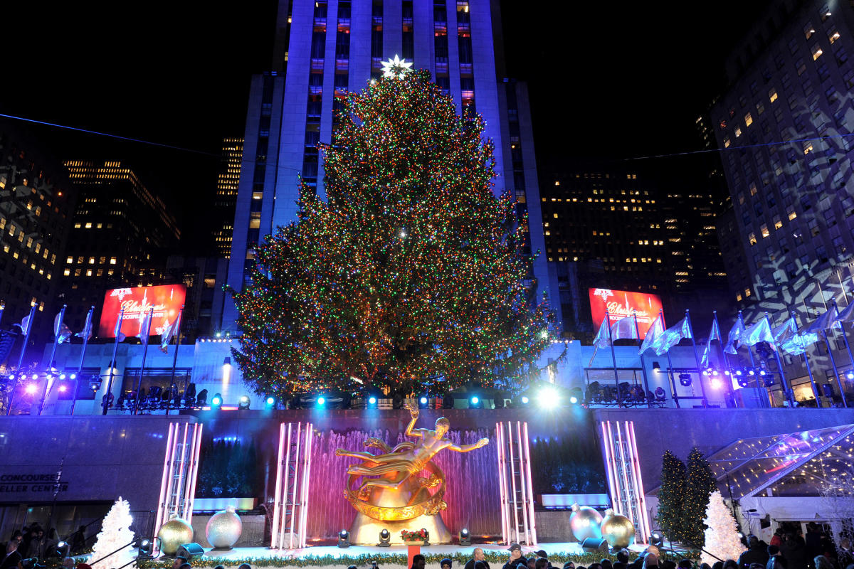 Rockefeller center, christmas tree lighting, night