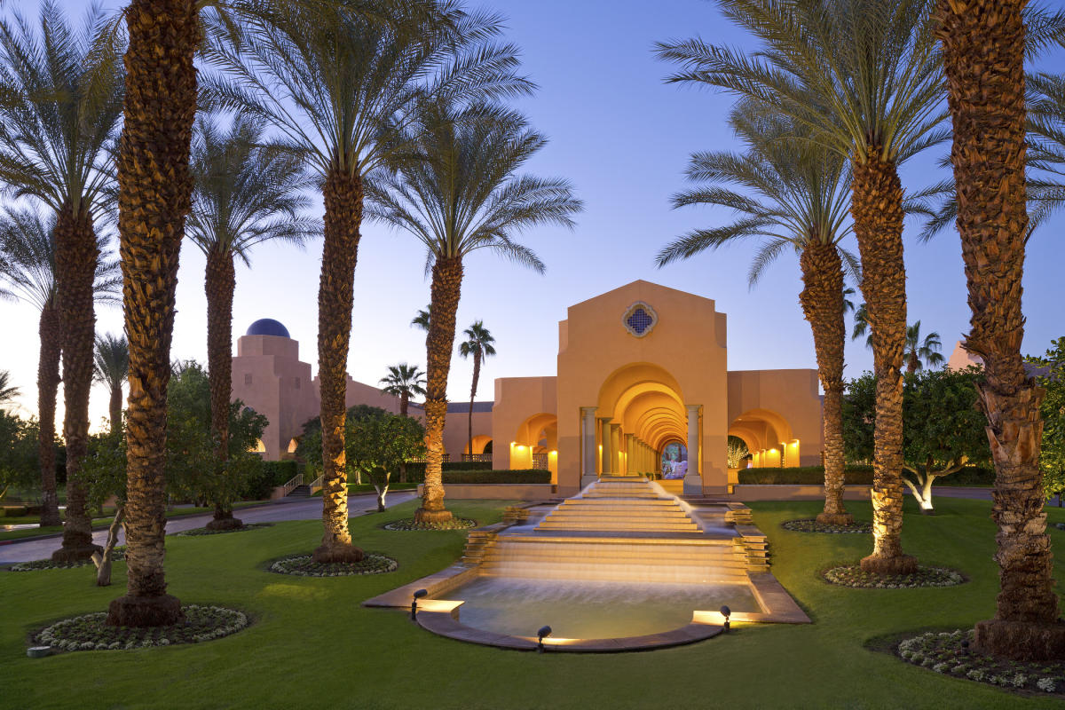 Entry to Westin Mission Hills Golf Resort and Spa at dusk