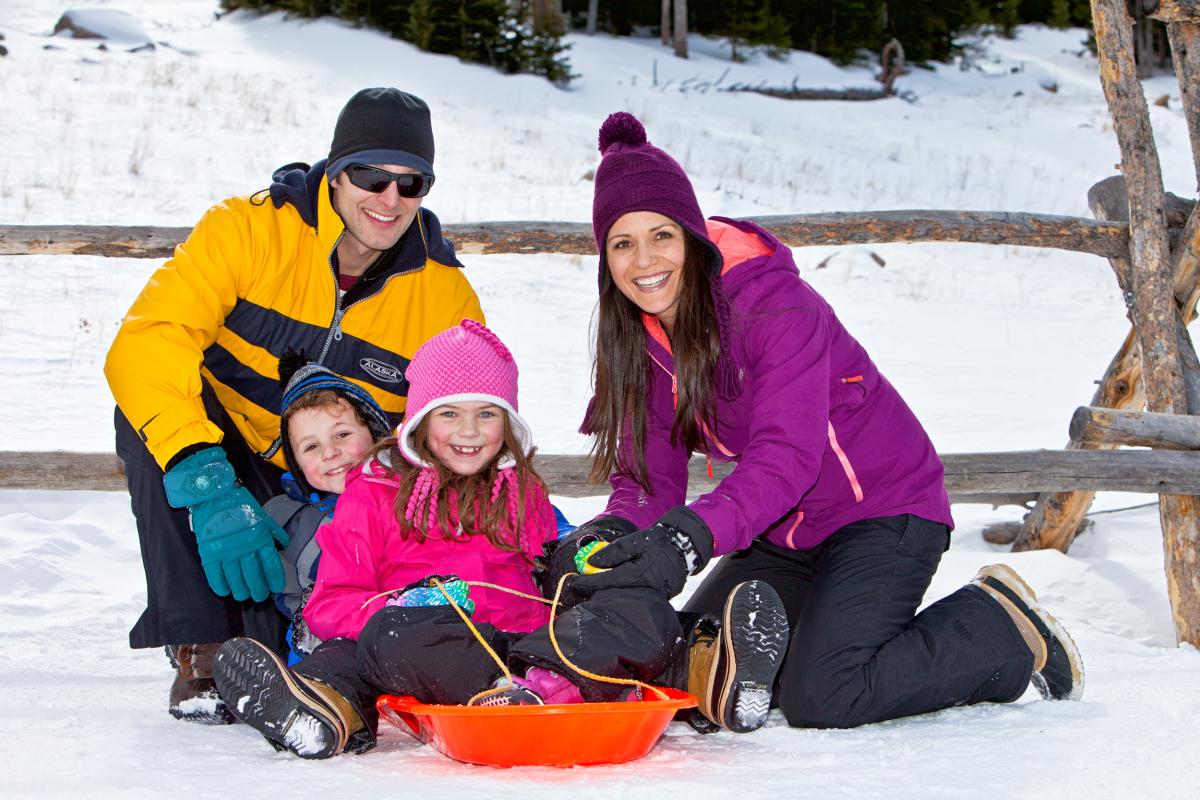 Family Sledding at Rocky Mountain National Park