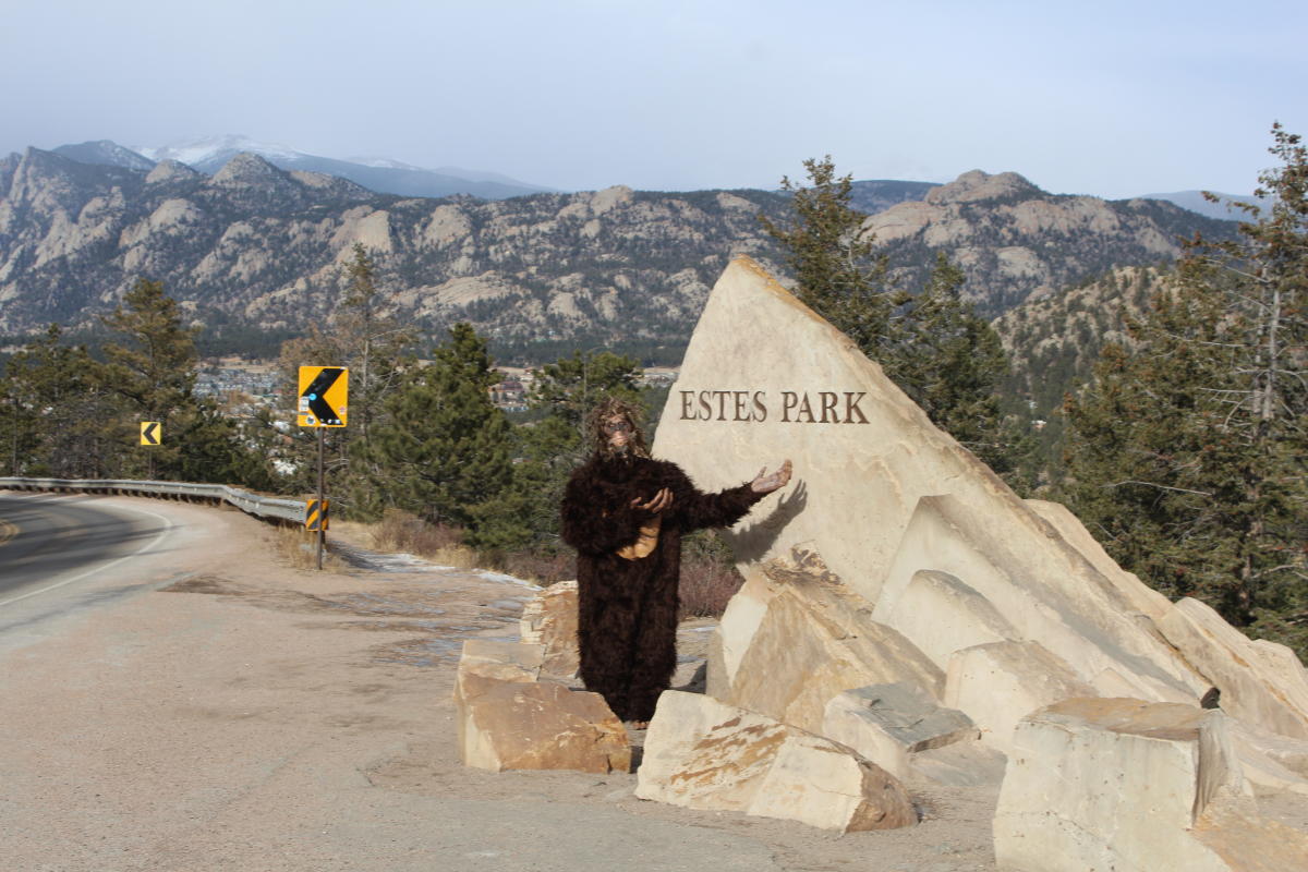 Bigfoot at the Estes Park Sign