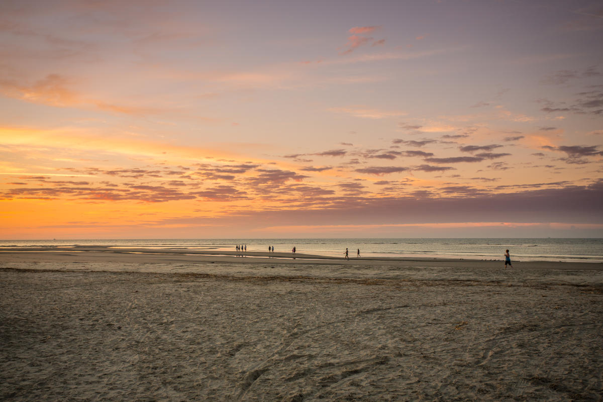 Early risers enjoy exercising on the hard-packed sand on St. Simons Island's East Beach