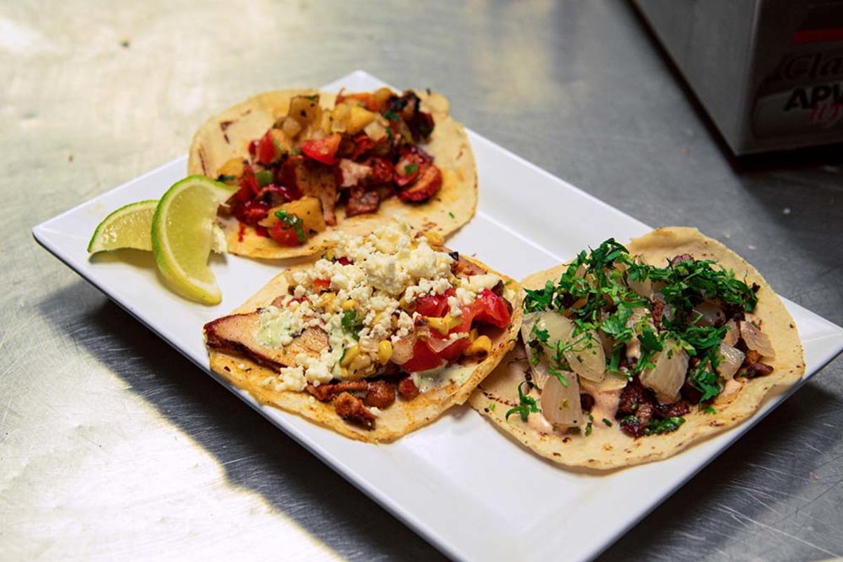 A plated taco dish from La Plancha Mexican Food on St. Simons Island, GA