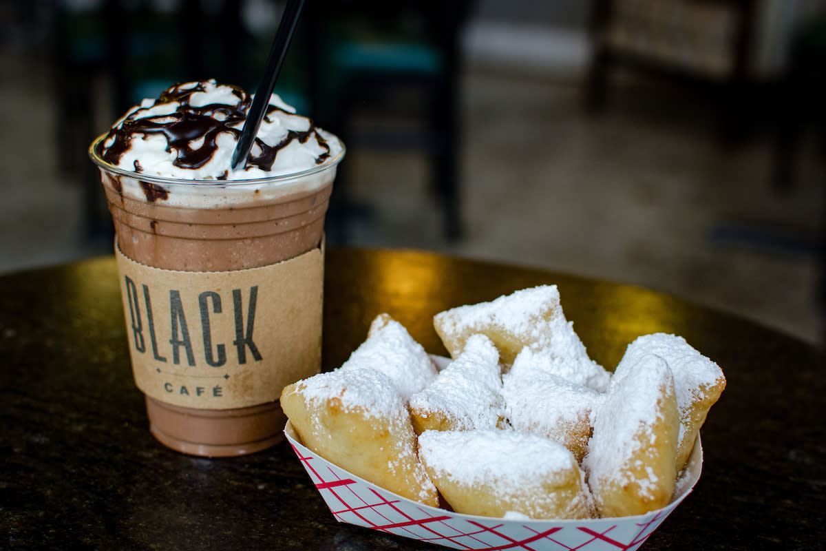 Black Cafe Beignets with Coffee 