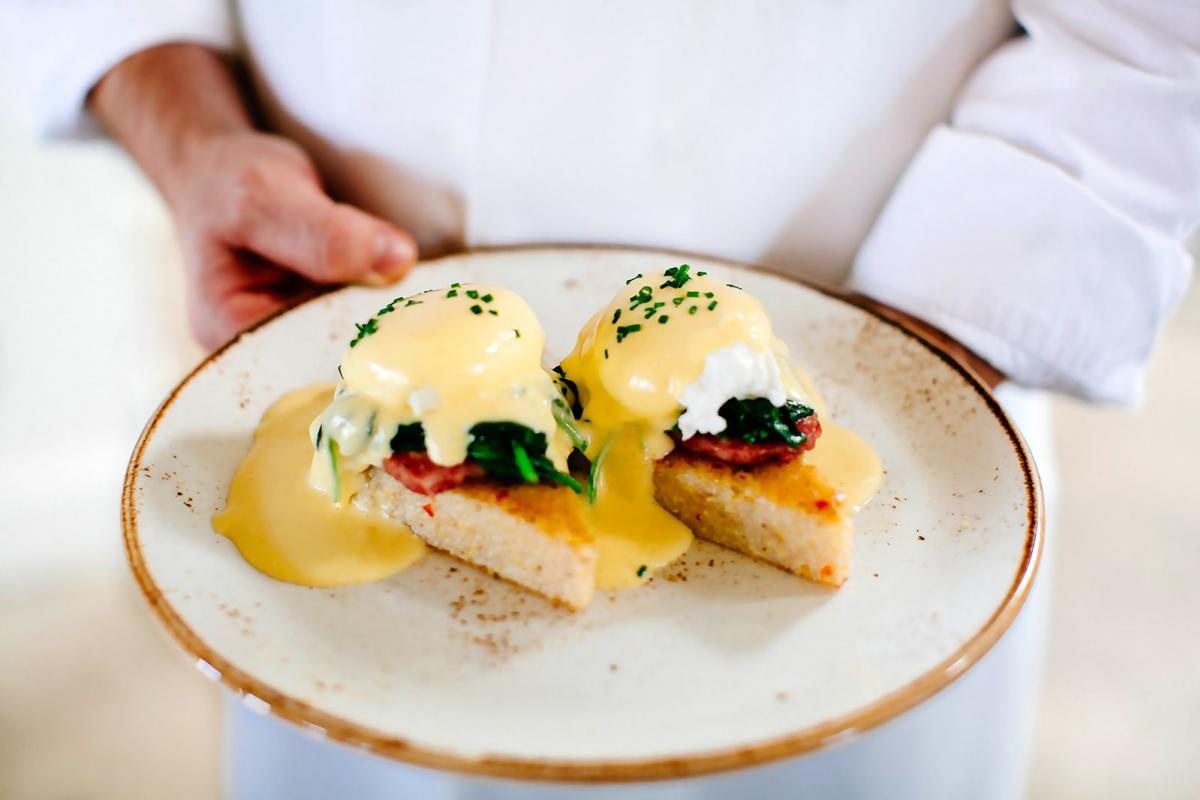 Eggs Benedict served at Epping's on Eastside.