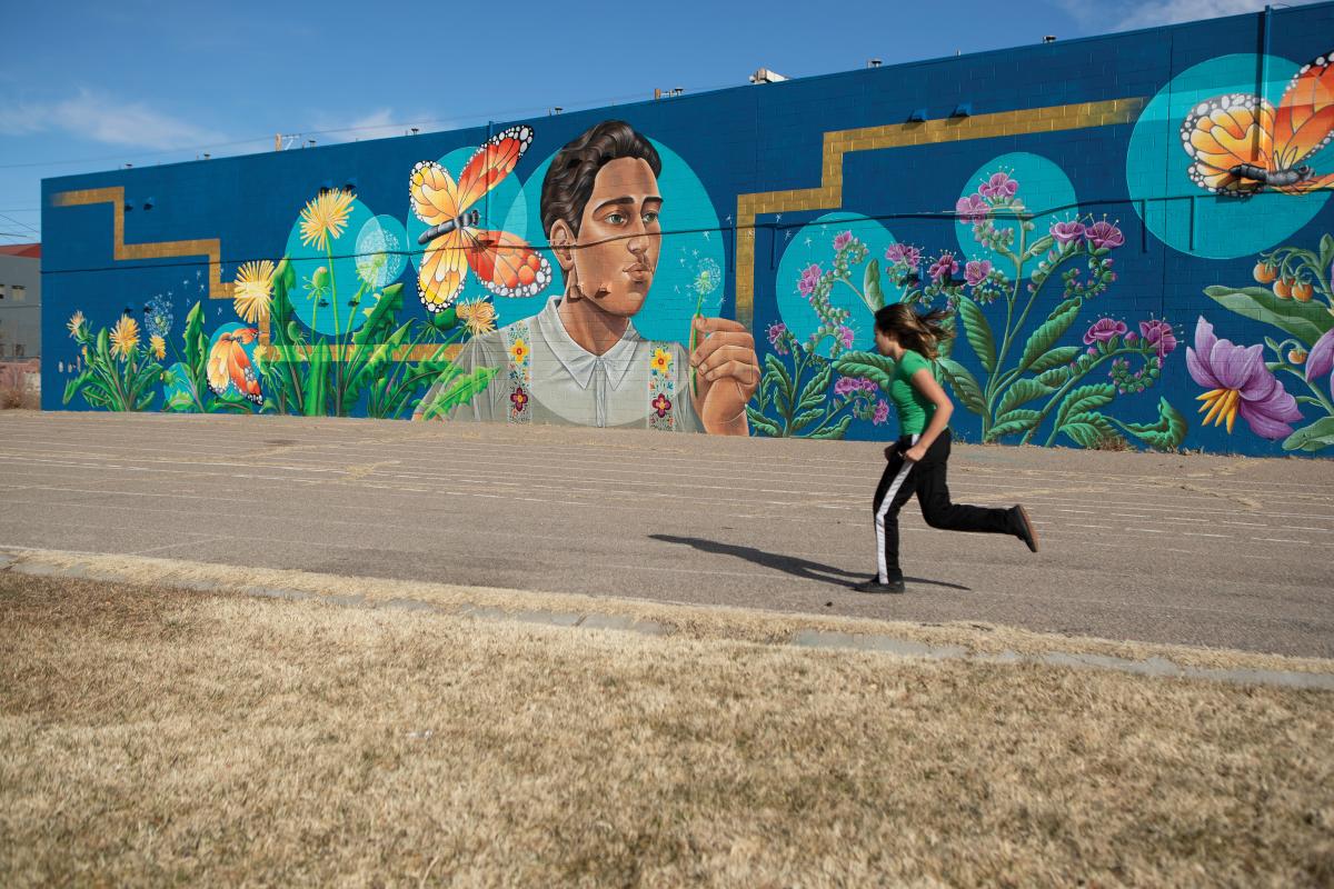 Nani Chacon's mural, Resilience, at Washington Middle School.