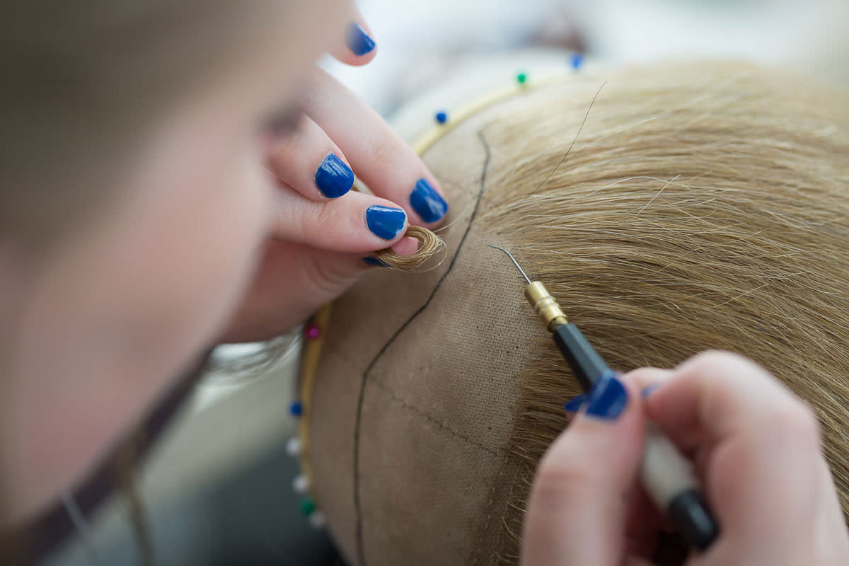 Making wigs at Santa Fe Opera.