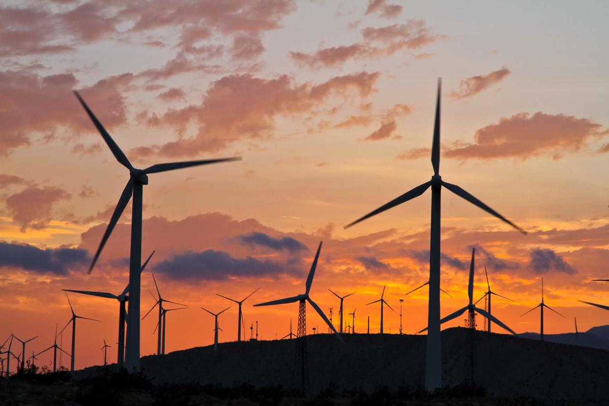 Windmills at sunset in Palm Springs