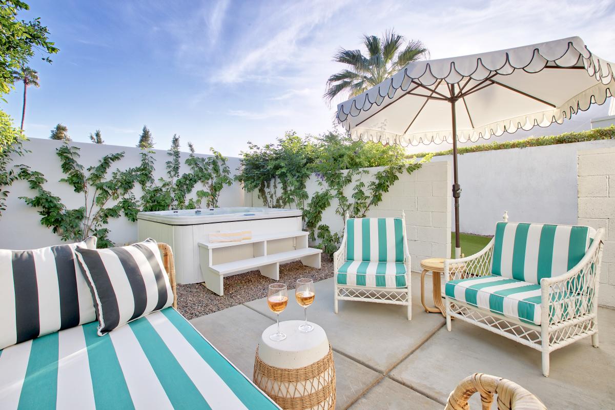 A private hot tub at the Orchard Suite at Dive Palm Springs.