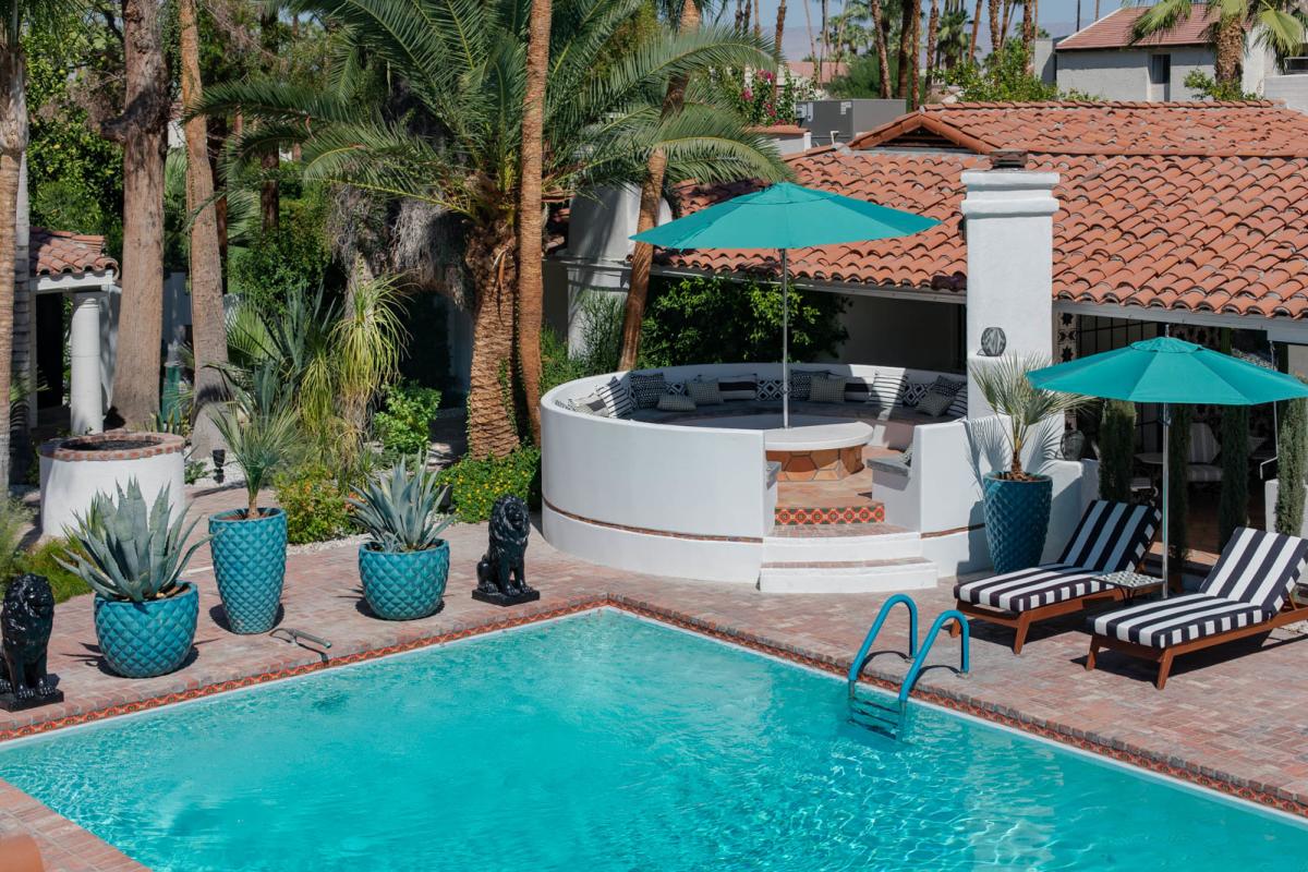 The hotel pool at Villa Royale in Palm Springs, California