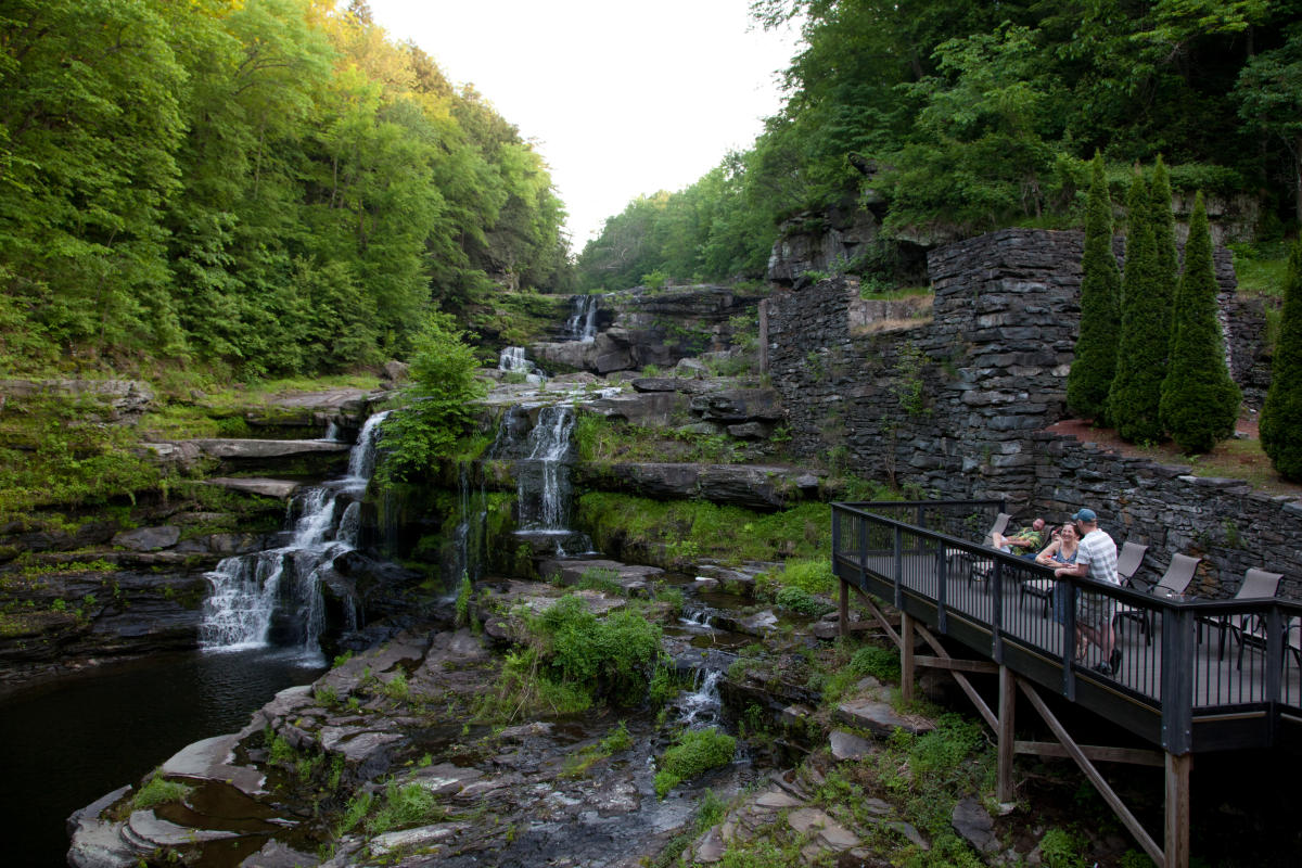Enjoy the view of Paupack Falls while staying at Ledges Hotel