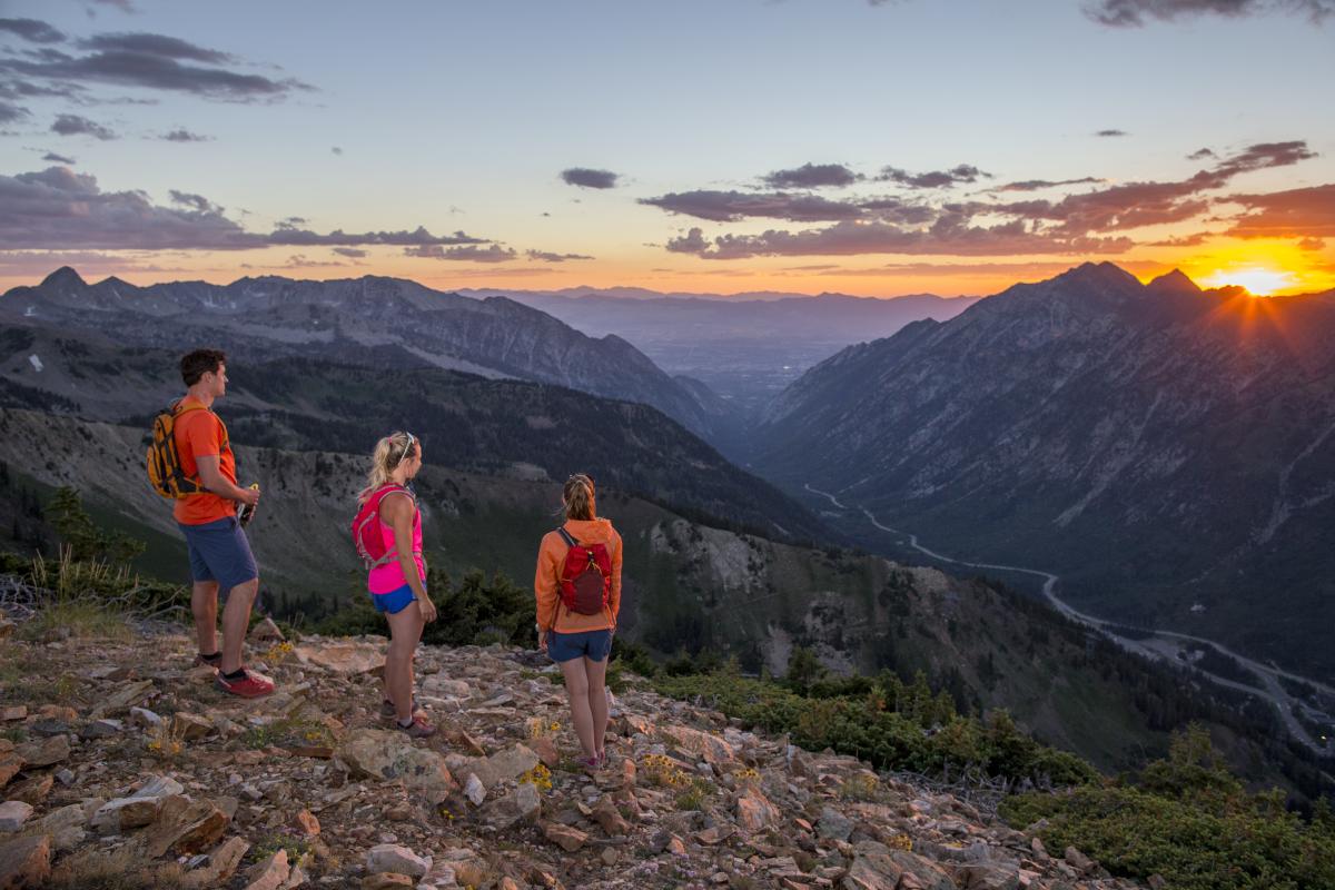 Hiking and Watching a Sunset at Snowbird