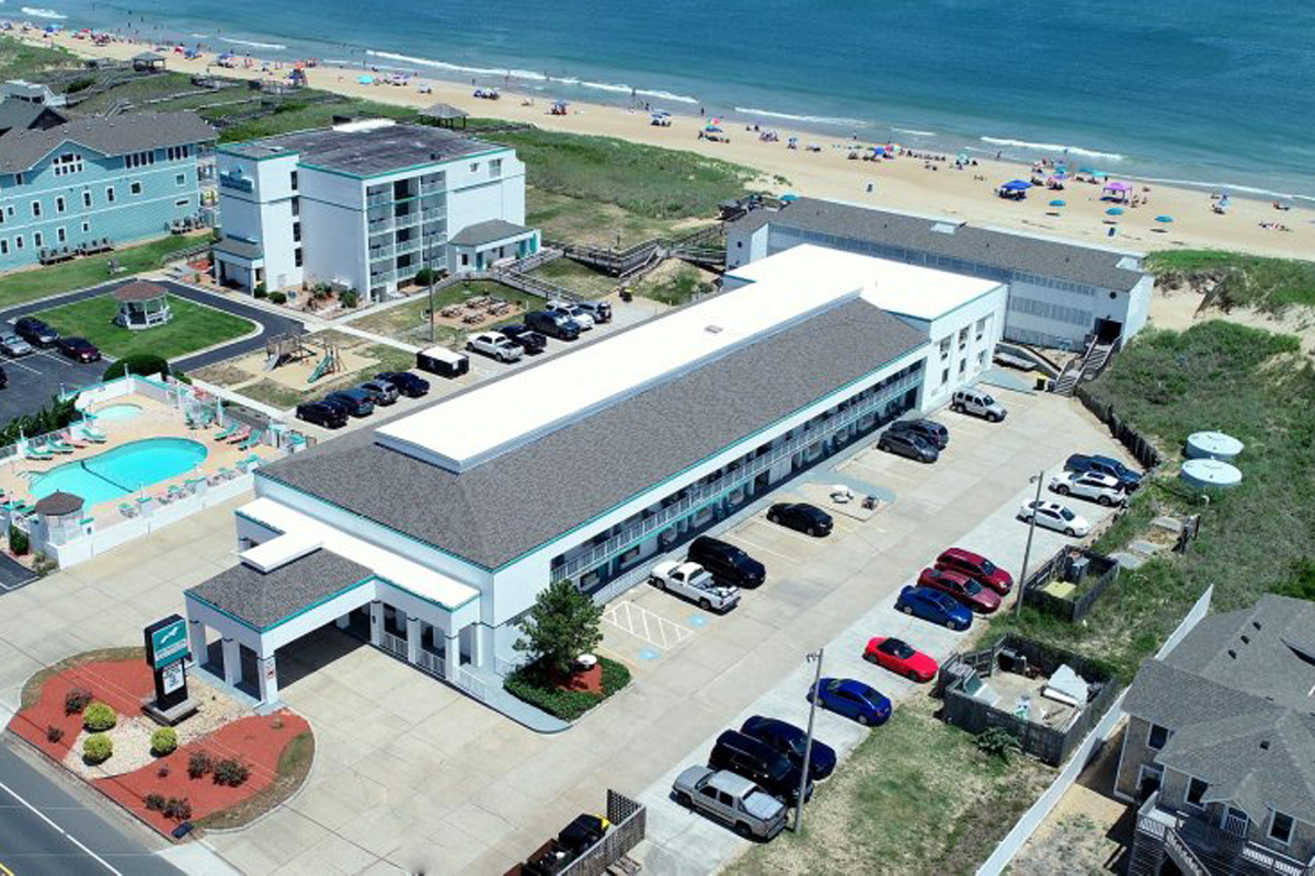 Aerial view of the John Yancy Oceanfront Inn, Outer Banks, NC
